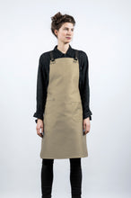 Canvas-Schürze LS02 sand, mittellang <br>mit Kombigurt GK01 mit Leder