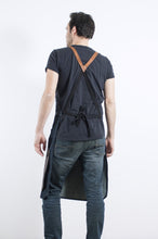 Brauerschürze Raw Denim LS08 <br> aus 100% fester Biobaumwolle <br> Kombigurt mit Leder