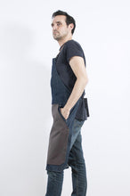 Brauerschürze Raw Denim LS08 <br> aus 100% fester Biobaumwolle <br> Kombigurt mit Leder