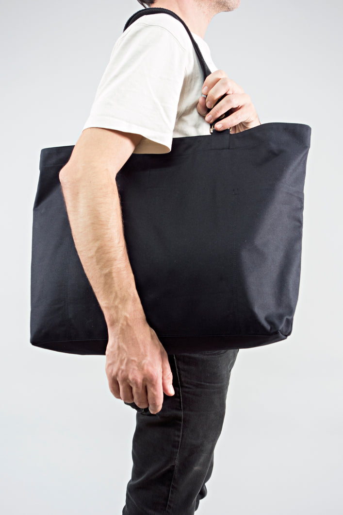 Shopper / Markttasche TS02 dunkelblau/fast schwarz mit Gurten aus festem Webband